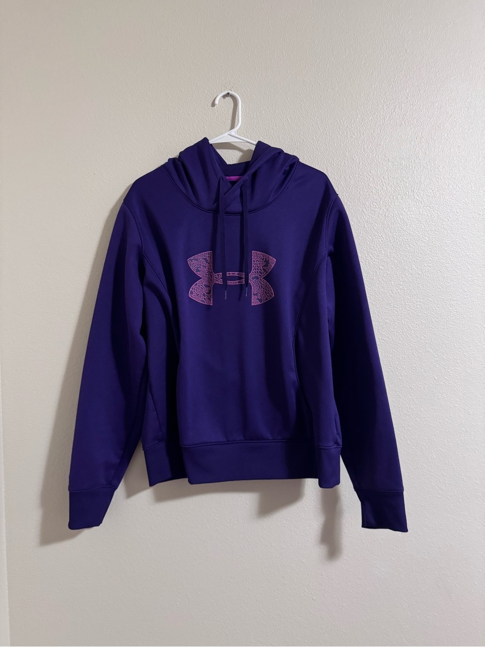 Under Armour Women's Purple Hoodie with Pink Logo